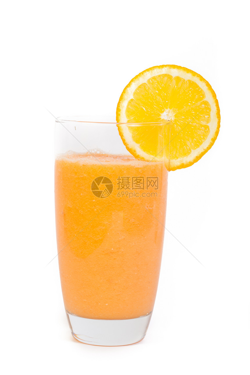 天然水果果汁玻璃橙子白色图片