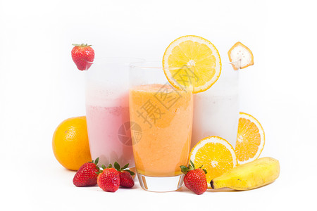 天然水果果汁粉色饮料白色玻璃橙子背景图片