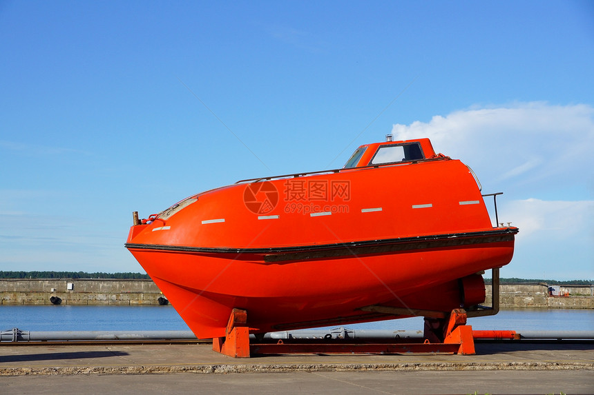 救生船泊位运输生存蓝色码头生活旅行救援发动机安全图片