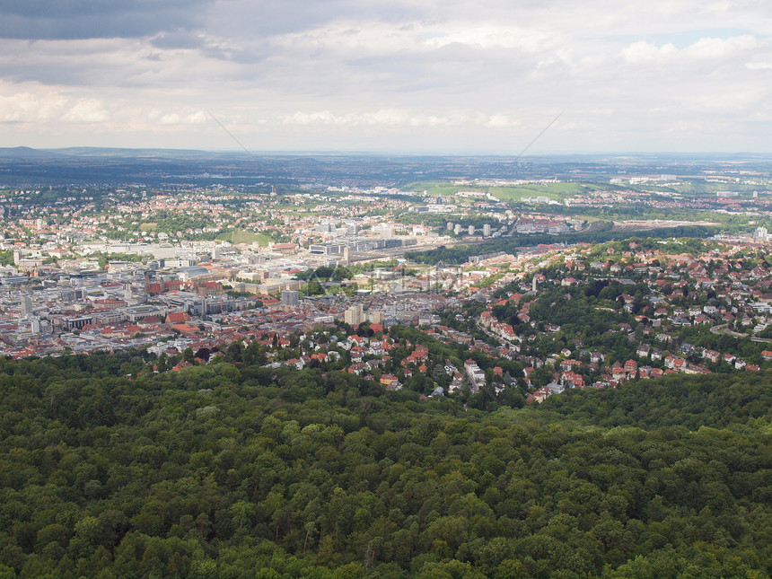 德国斯图加特城市中心天际联盟全景电视图片
