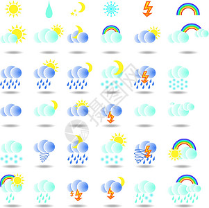 为网络设计设置的天气多彩图标背景图片
