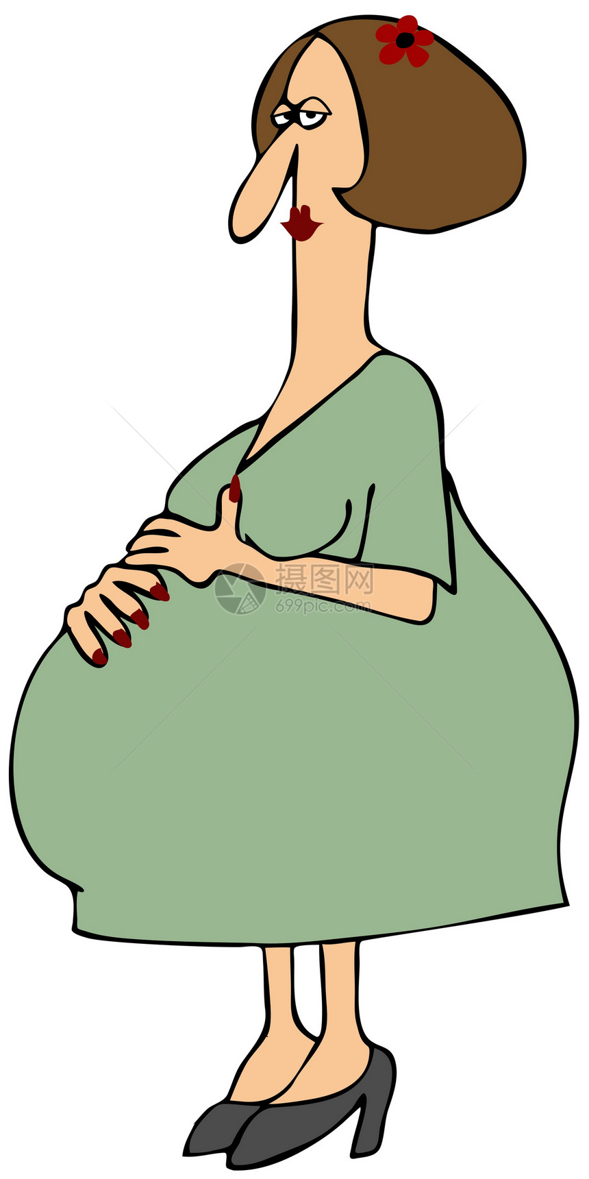 怀孕妇女插图母亲女性妈妈腹部孩子女孩卡通片图片