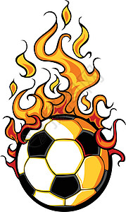 足球和火焰足球火化球矢量电压卡通插画