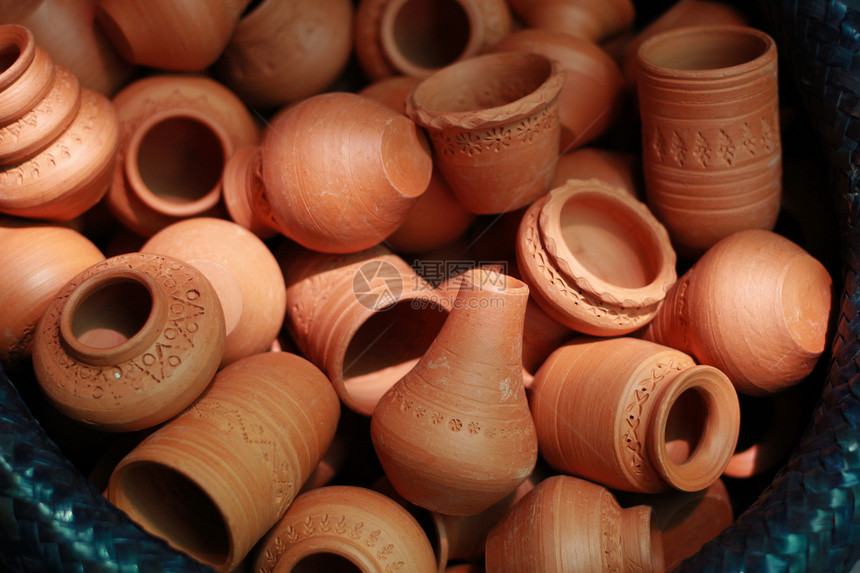 地球软件市场装饰红陶水壶工艺陶器橙子团体收藏棕色图片