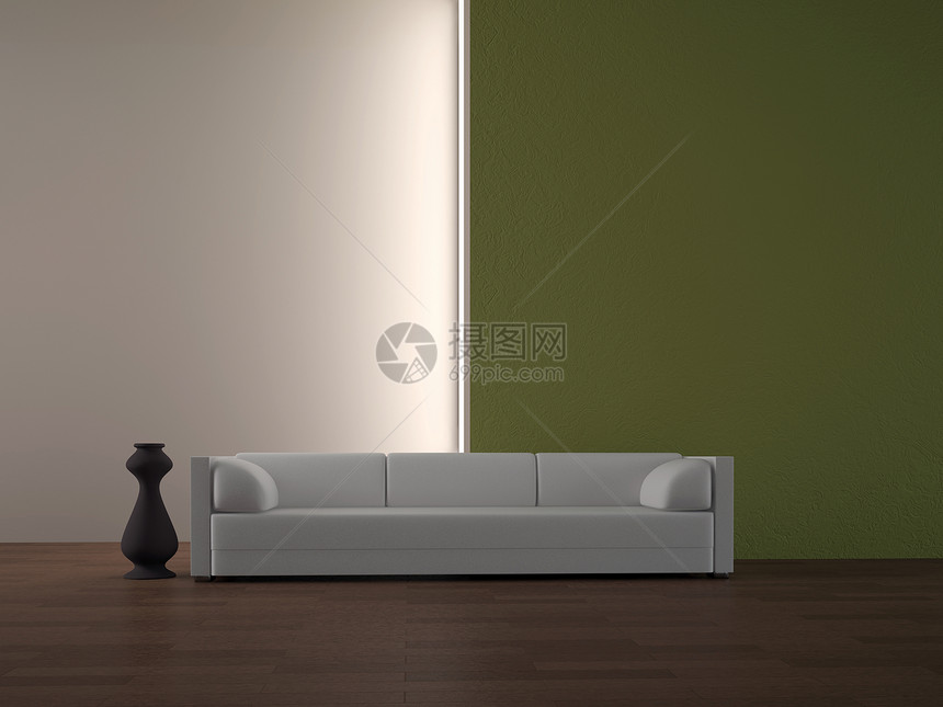白色沙发木地板工作室地面长椅生活风格房间家庭阁楼花瓶图片