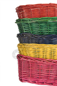 编织的草篮木头手工柳条绿色红色工艺团体蓝色白色购物高清图片