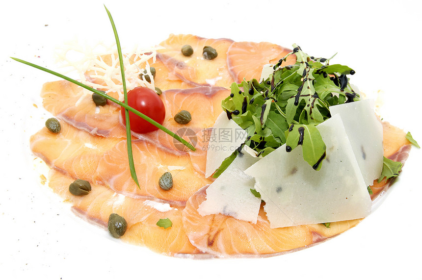 鲑鱼的切片饮食叶子营养餐厅晚餐美食家食物小吃午餐蔬菜图片