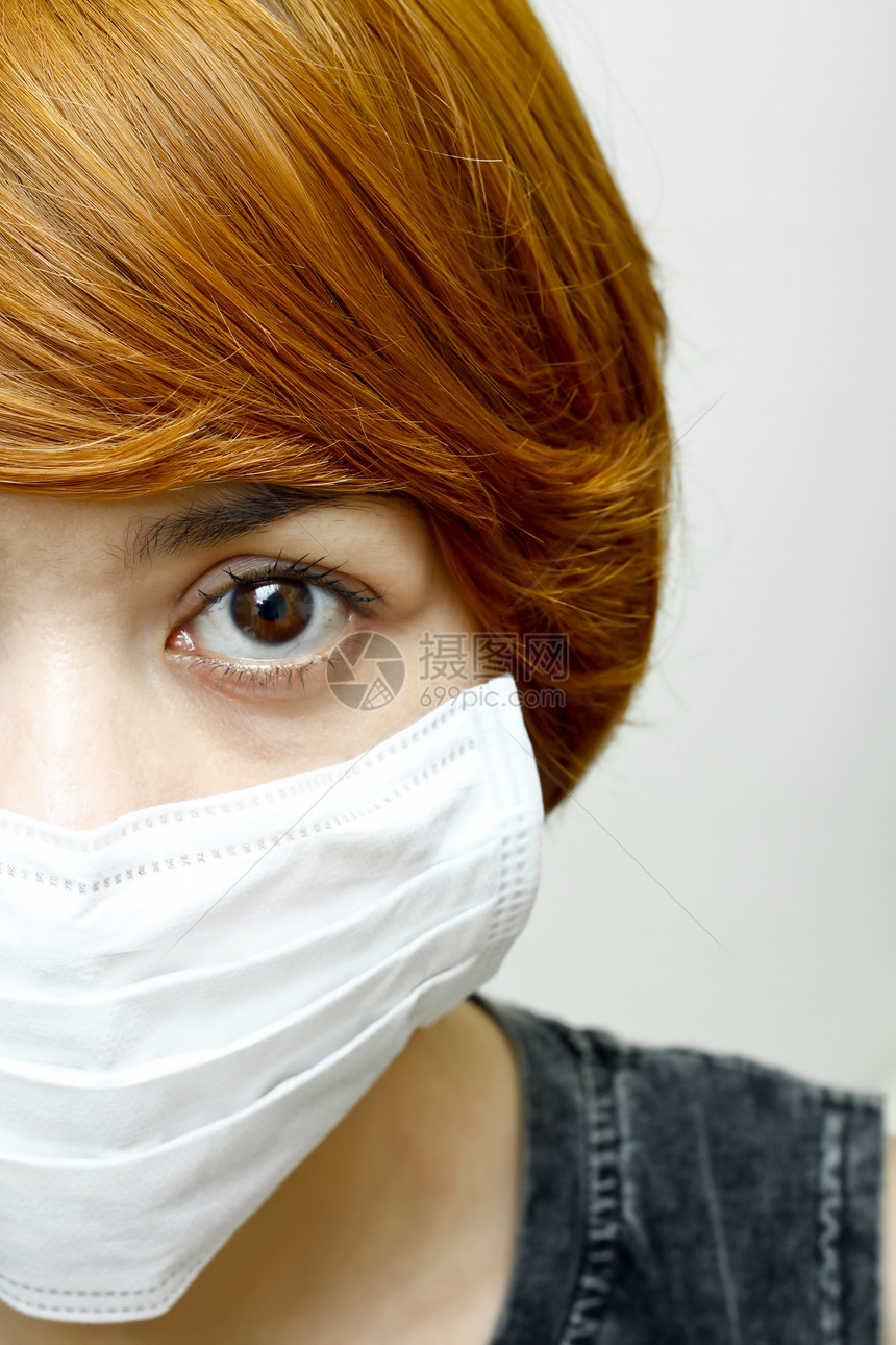 戴保护面罩的妇女感染女孩成人外科疾病保健女士安全病毒性流感图片