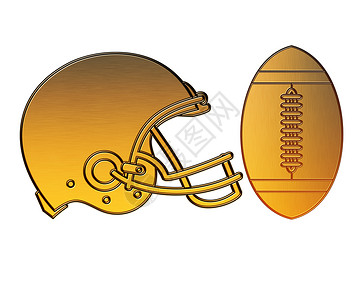 美国足球头盔球金金金属球背景图片