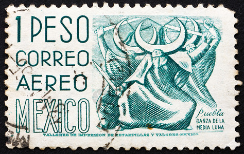 1950年墨西哥普埃布拉 半月舞蹈高清图片
