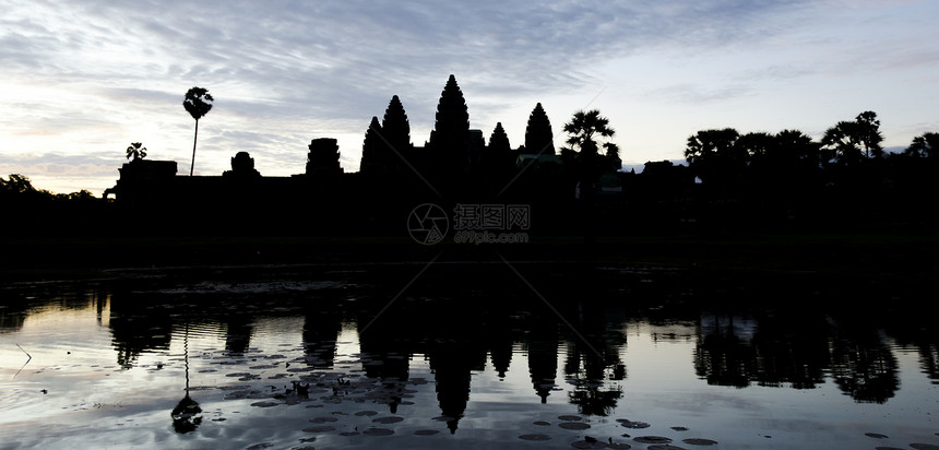 angkor wat 千瓦纪念碑帝国寺庙历史文明飞天旅行遗产旅游池塘图片