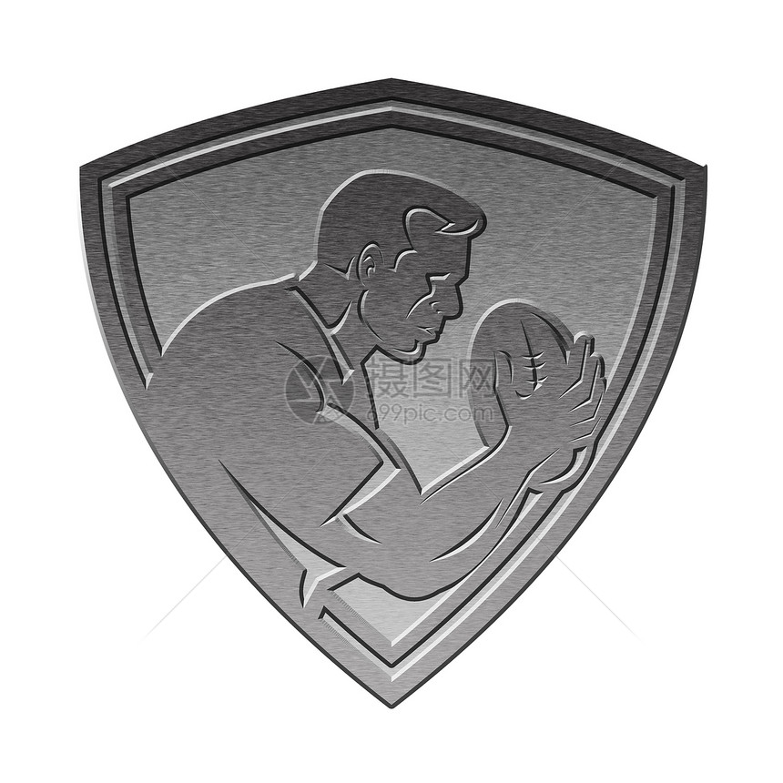 橄榄球玩家盾金属银图片