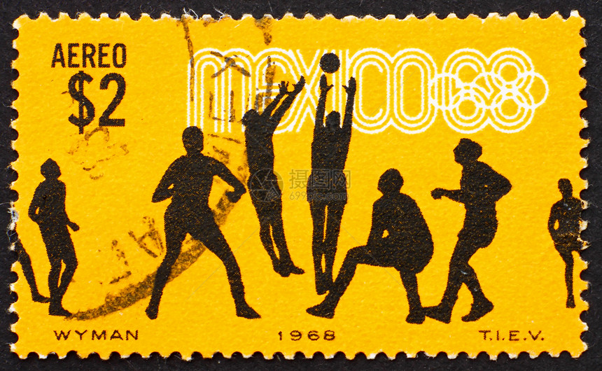 邮票墨西哥 1968 排球 第 19 届奥运会 墨西哥城图片