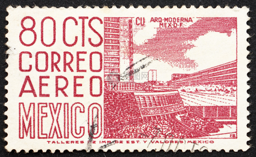 墨西哥1952年墨西哥城大学体育馆 邮戳图片