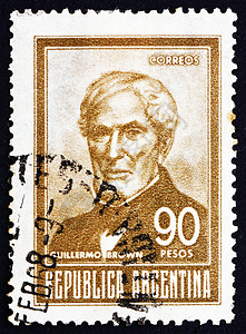 吉列尔莫1967年阿根廷邮戳海军上将背景