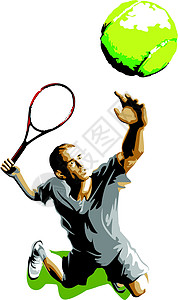 网球玩家Silhouette服务球背景图片