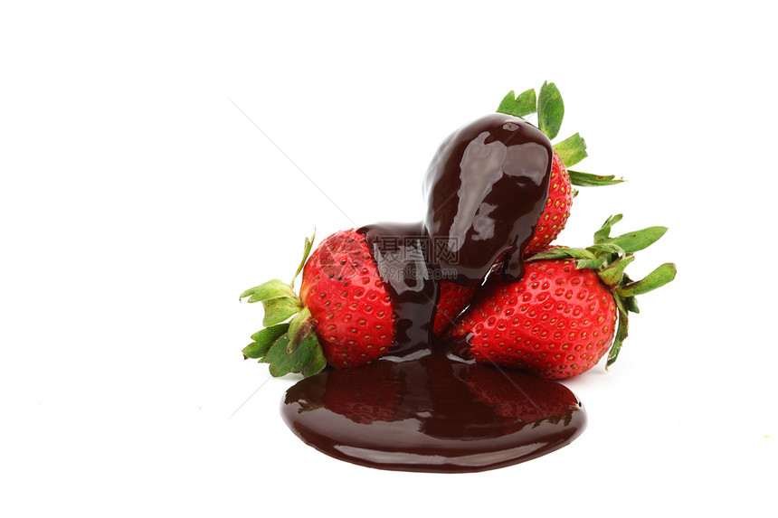 巧克力中的草莓庆典甜点水果小吃植物生活美食可可糖果液体图片