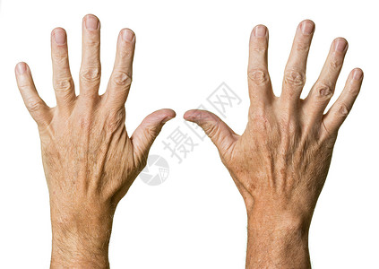 高级天主教徒双手对等男性退休生活老化老年白色手势宏观拇指男人背景图片