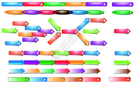 彩色路标菜单箭头按钮反射橙子代号互联网蓝色徽章正方形指针路标界面插画