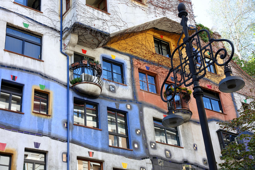 奥地利维也纳建筑学街道房子阳台旅行窗户百水中心历史城市图片