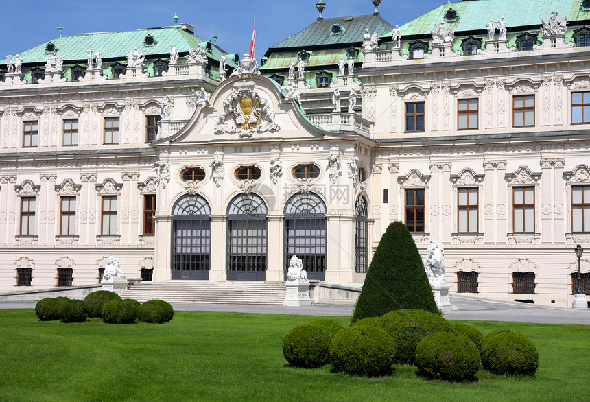 奥地利维也纳贝尔韦代尔艺术蓝色住宅地标旅行雕像天空历史假期博物馆图片