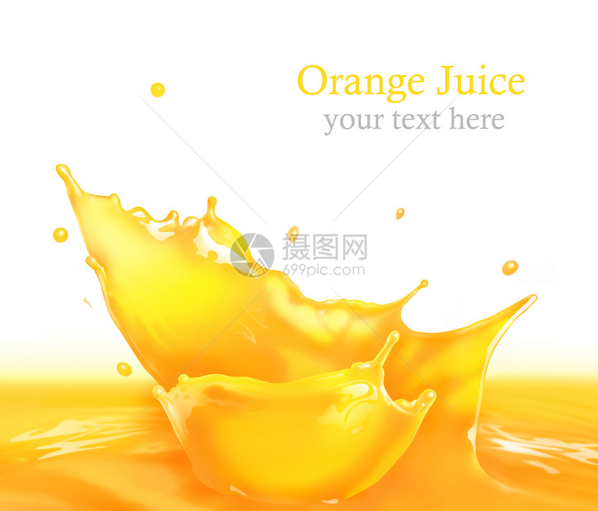 橙汁飞溅玻璃运动橙子树叶甜点饮料热带绘画图片