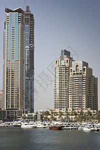 迪拜的现代建筑摩天大楼财产奢华城市酒店旅行建筑学景观全景商业背景图片