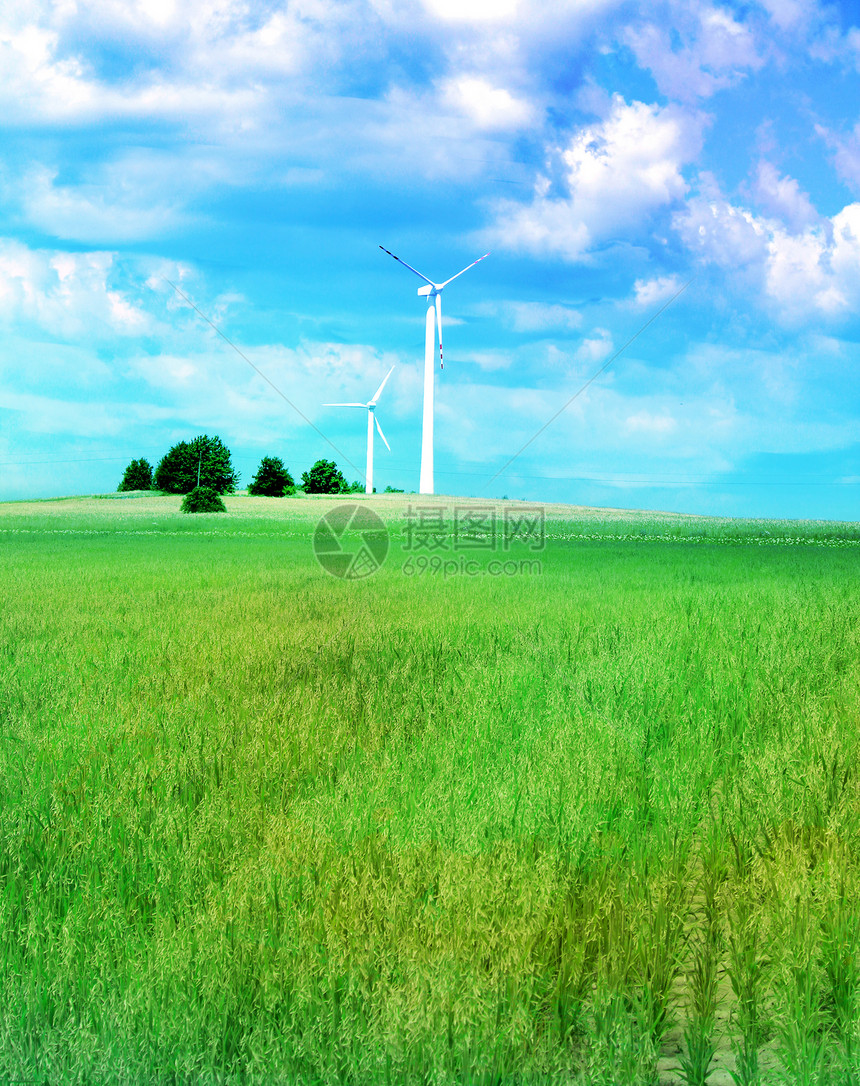 风力涡轮机发电天空环境生态气候白色技术资源发电机创新生产图片