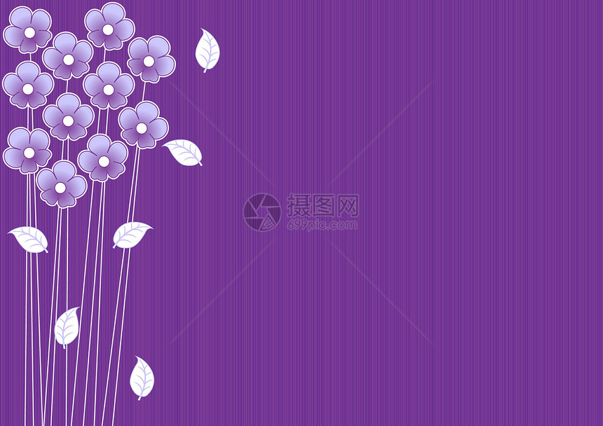 带有鲜花的抽象紫色背景婚礼情人插图白色母亲卡片季节生日树叶空白图片