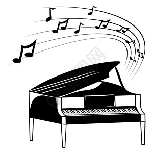 黑白钢琴钢琴和音乐笔设计图片