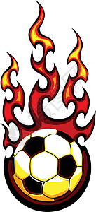 足球和火焰足球火化球矢量插图插画