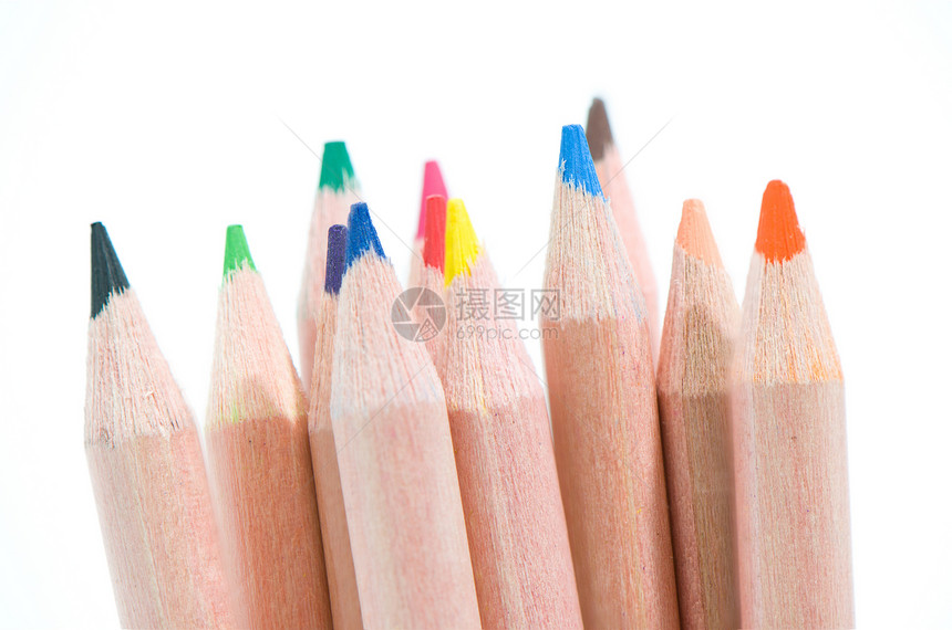 彩色铅笔乐器学校棕色光谱教育绿色红色团体绘画蓝色图片