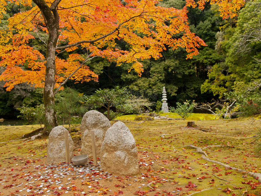 京角寺的石洞崇拜硬币建筑学祷告橙子宝塔石头叶子雕刻历史性图片