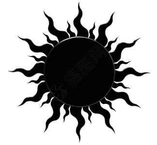 黑太阳太阳阳光圆圈黑色白色圆形插图背景