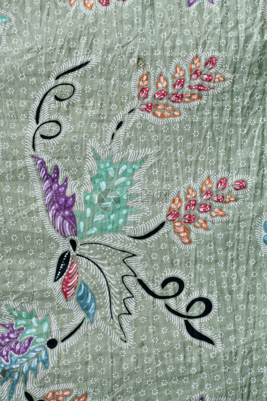 泰国的Batik设计市场文化蜡染创造力工艺宏观纺织品材料纪念品衣服图片