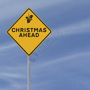 圣诞节即将到来钻石警告路标蓝色黄色天空背景图片