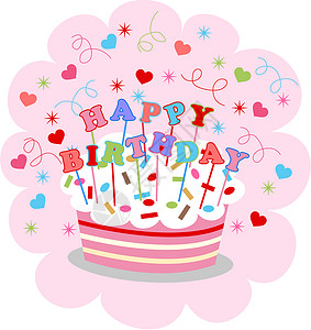 生日快乐庆祝粉色沙漠活动包装庆典卡片问候语派对蛋糕背景图片