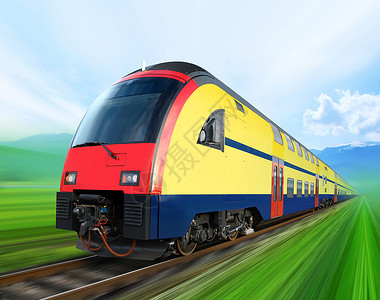铁路上超级精简列车速度高架技术农村乘客通勤者时间表电车机车航程背景图片