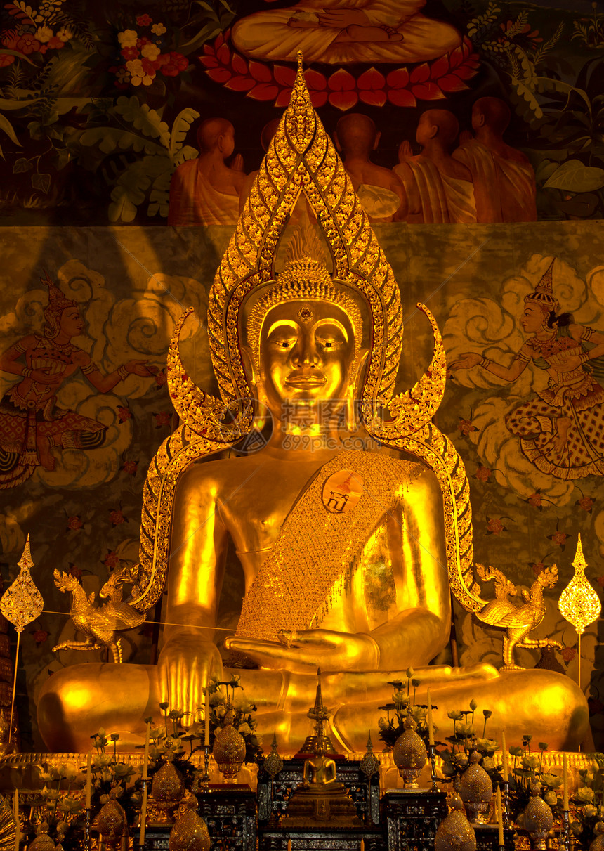 泰国佛像雕像吸引力地标雕塑佛教徒微笑祷告寺庙历史金子宗教图片