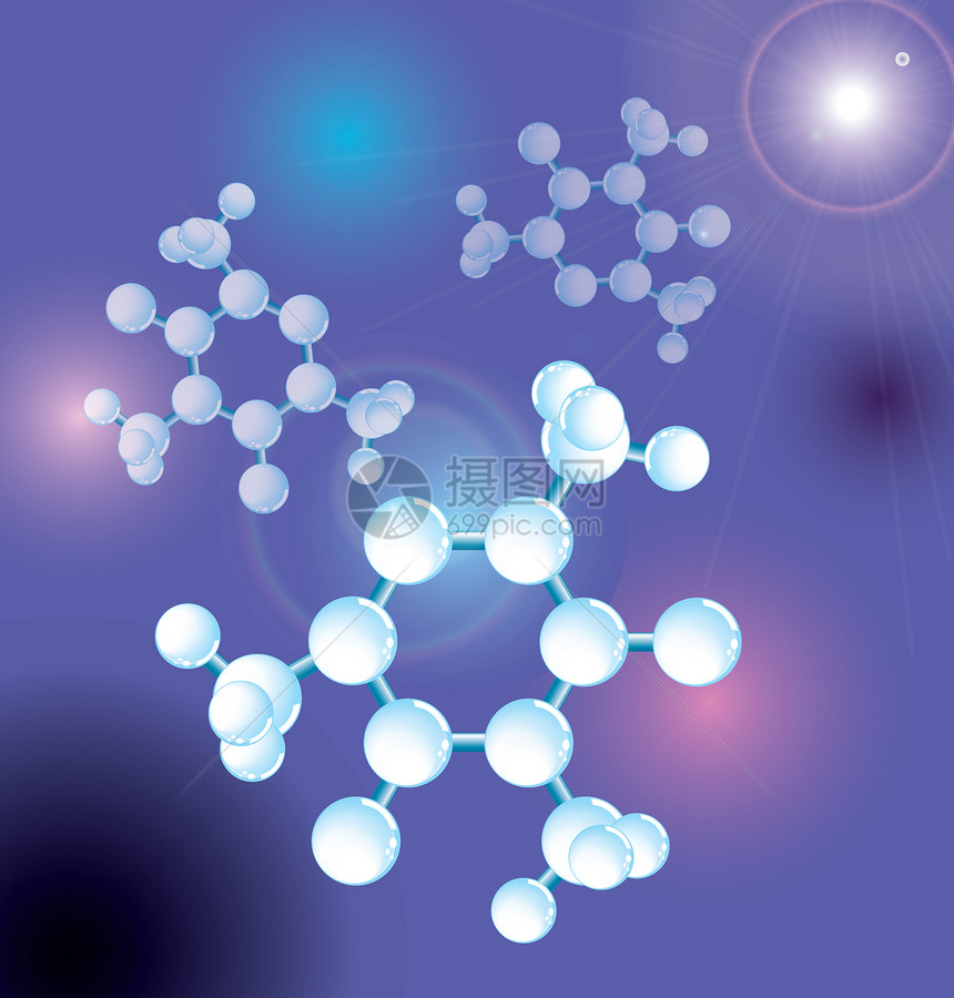 分子结构 有平板的分子结构 科学抽象背景图片