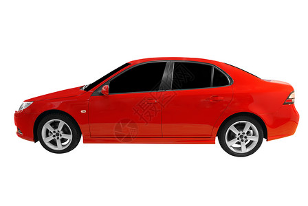 白色背景孤立的红色车背景图片