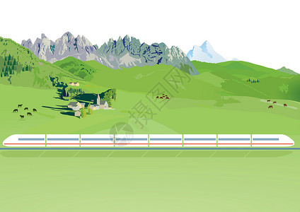 侧线山区地貌的快运列车设计图片
