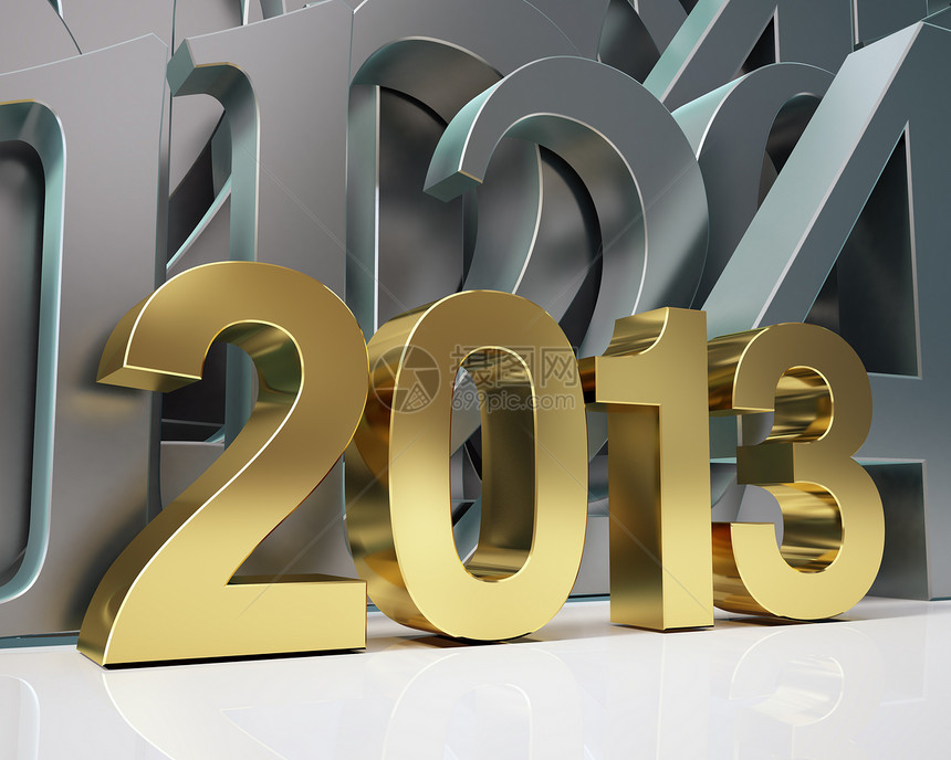 2013年黄金年渲染金属金子反射黄色新年图片