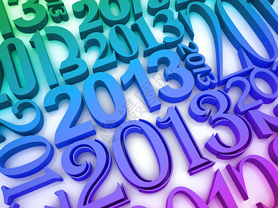 2013年数字彩虹字体蓝色打印机新年背景图片