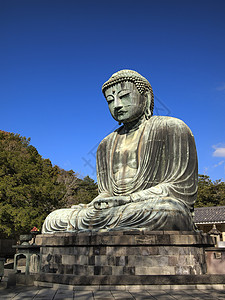 关东日本巨型大佛像 代布津宗教投掷蓝色文化观光寺庙金属神道旅行吸引力背景