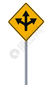 选择钻石方法交通箭头警告岔路白色黄色标志路标背景图片