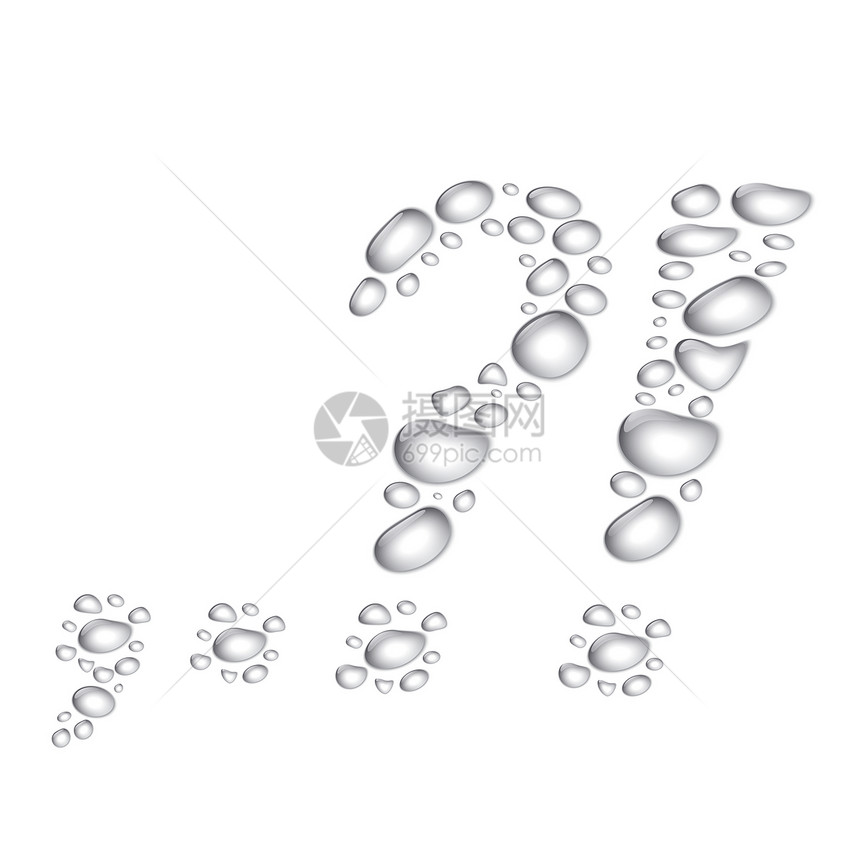 字母数插图玻璃学校写作气泡雨滴凝胶拉丁字体数字图片
