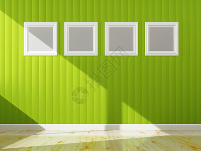 绿色墙壁颜色和内部白色边框 3D背景图片