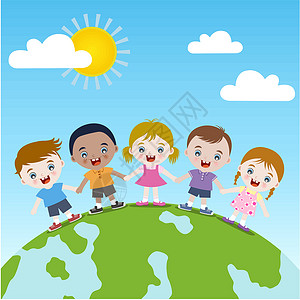 多文化世界的儿童女孩们团队苗圃幼儿园地球环境教育团体旅行童年背景图片