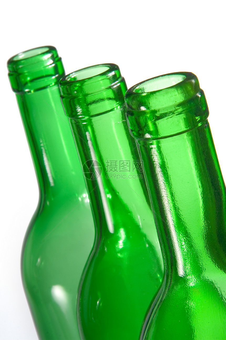 酒瓶绿色空的透视角度图片